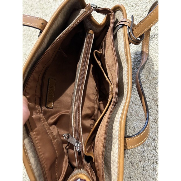 FOSSIL HANDBAG Signature Jacquard & Leather Purse Hand Bag Stripe C24 - Picture 4 of 16